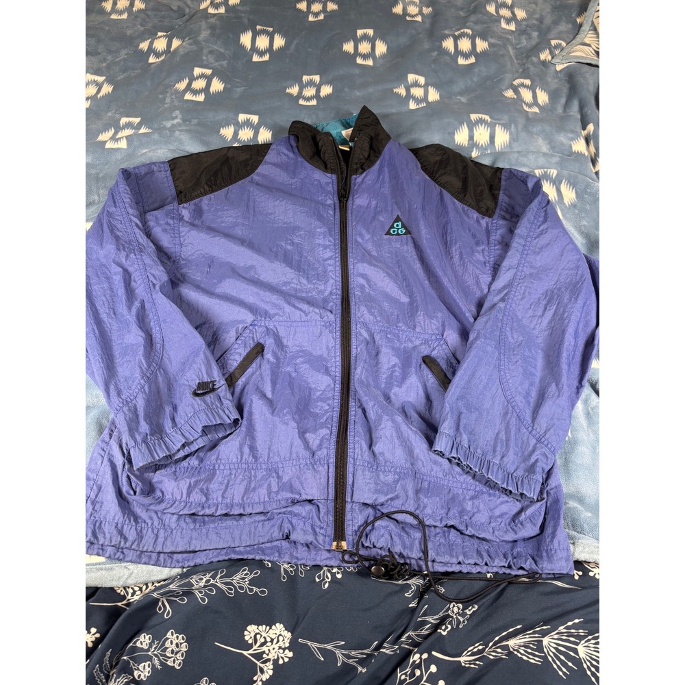 Nike ACG Vintage Windbreaker Jacket Purple Black Full Zip Mens Medium F4-07-10